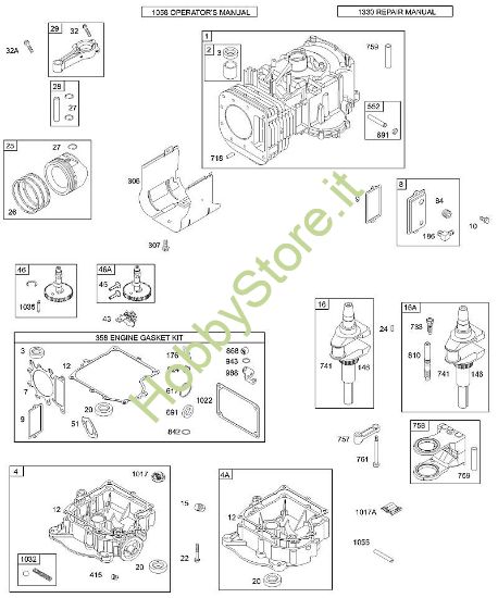 E - Coppa/coperchio carter motore, albero motore, cilindro, pistone/anelli, biella B&S - 28 €¦ 28S707-1149-E1 brand Stihl